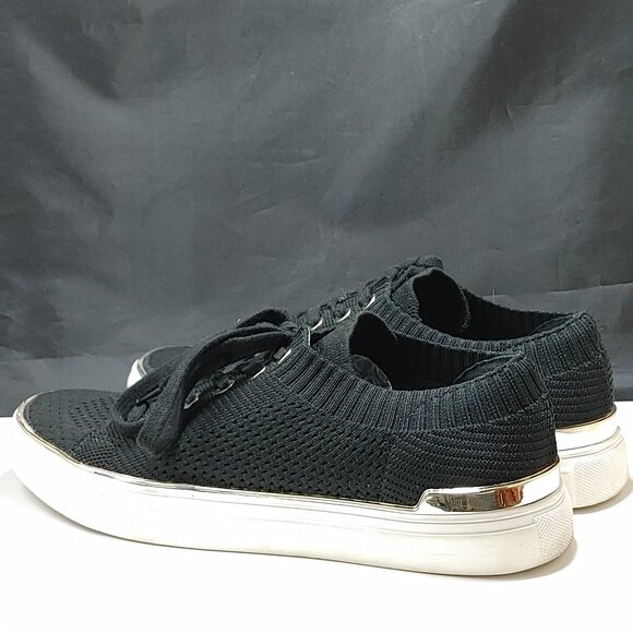 Steve Madden Size 10 Sneaker Black Stretch Material Gold Accent Unisex - Picture 3 of 5